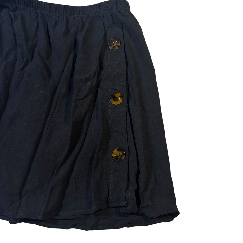 Toluca‎ Black Skirt Women's Medium Elastic Waist Deco Button Beach Coverup NEW - Picture 5 of 10